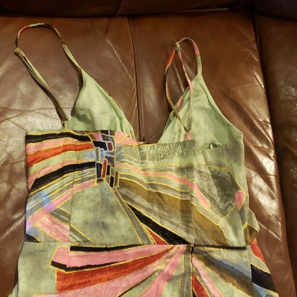 NWOT Jason Wu Linen Blend Surplice Faux Wrap Tie Front Midi Dress Tropical 6 - Picture 6 of 8
